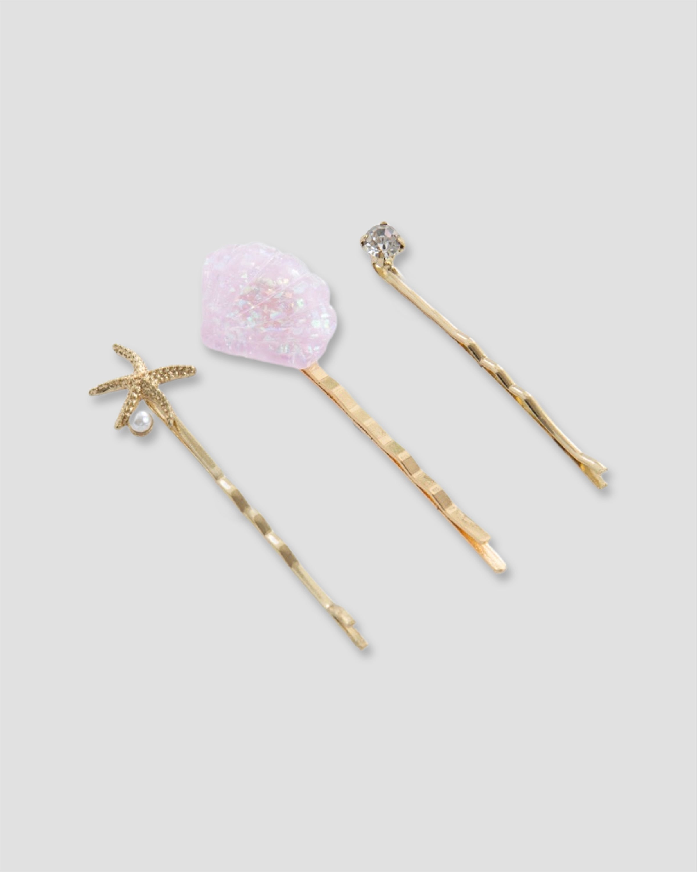 K4Y Hair Pins With Multicolour Seashell Design In Gold